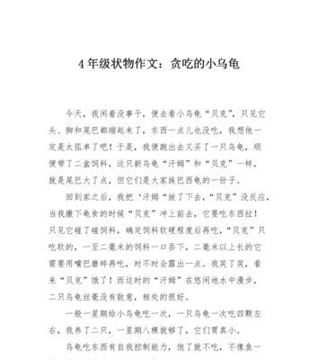 以小乌龟为话题的作文怎么写（《小乌龟的奇妙冒险》）